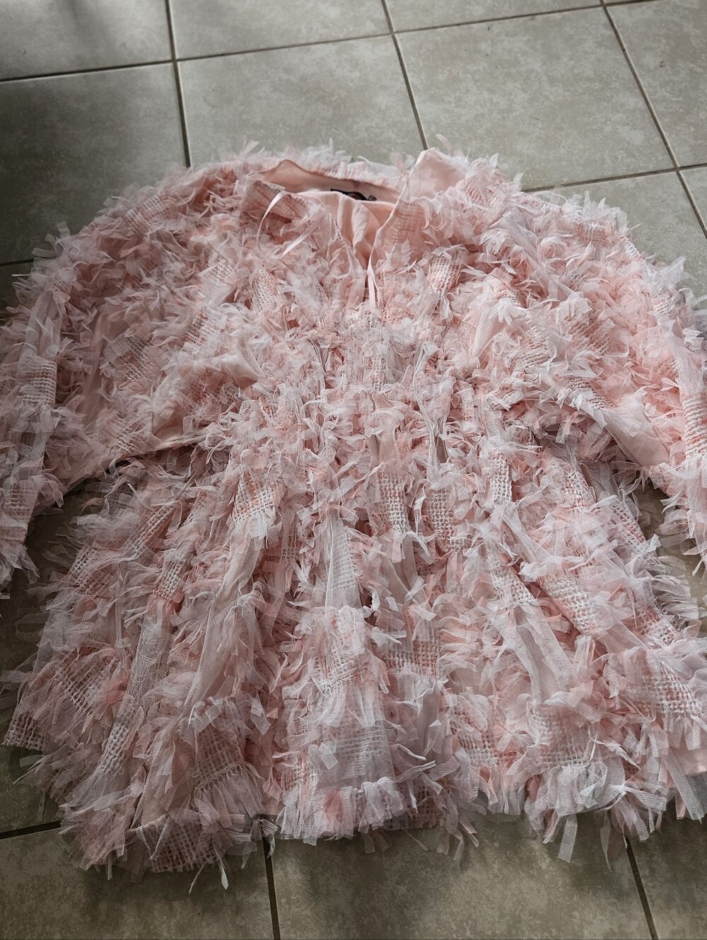 Asos Pink Feather-Texture V-Neck Mini Dress - Picture 3 of 8